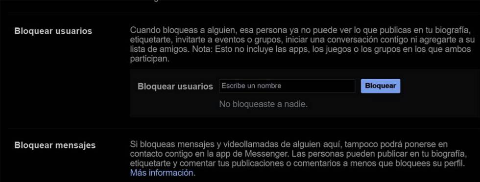 Bloqueo de usuarios en Facebook