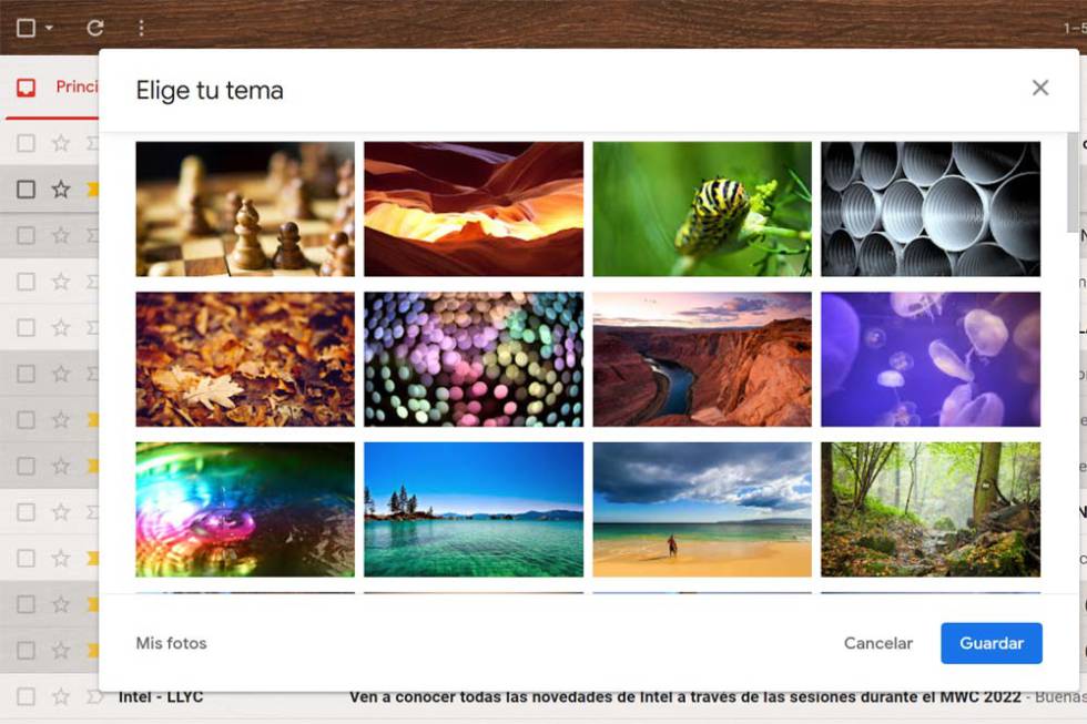 Temas en el cliente Gmail