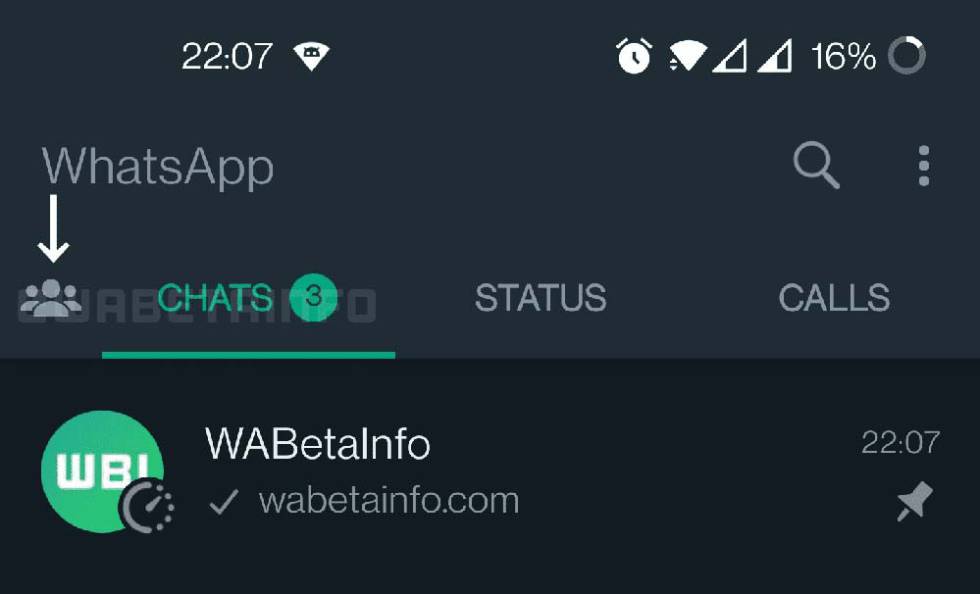 Pestaña de las comunidades en WhatsApp