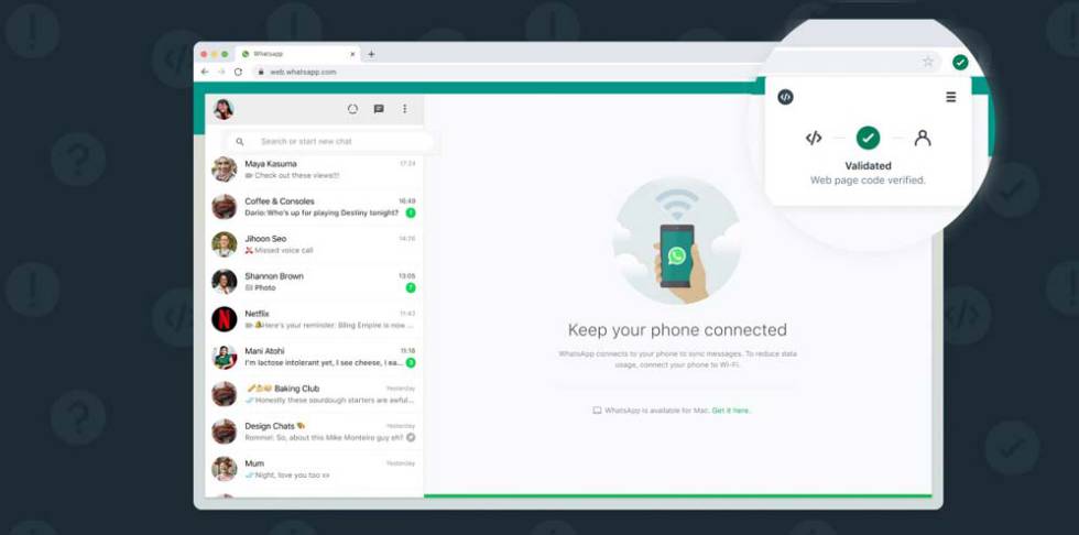 Uso de la extensión Code Verify para WhatsApp