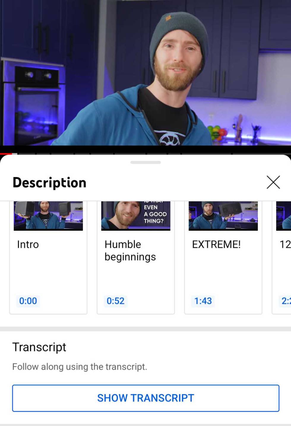 Transcripción en YouTube para Android