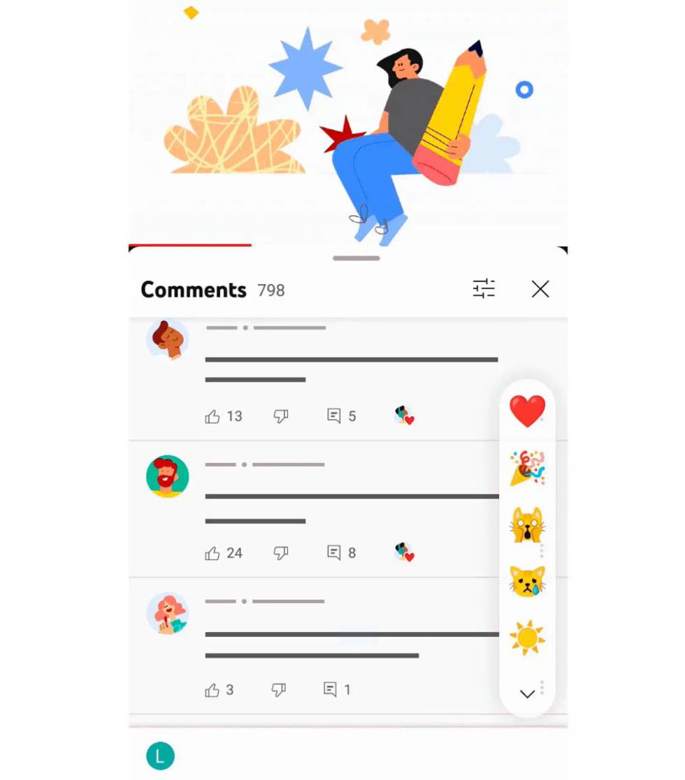 Reacciones con emojis en YouTube