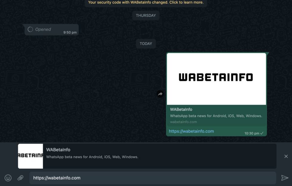 Previsualización de WhatsApp para ordenador de enalces