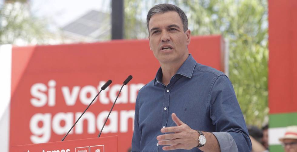 El presidente del Gobierno, Pedro Sánchez, en un acto del PSOE en Cártamar (Málaga, Andalucía), este sábado.