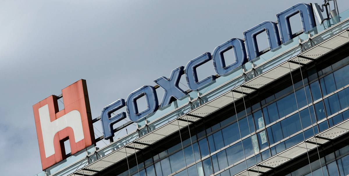 Logo de Foxconn en un edificio de la compañía en Taipei, Taiwán.
