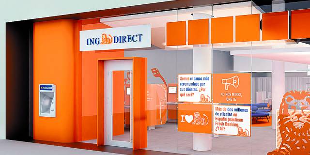 Fachada de una oficina de ING.