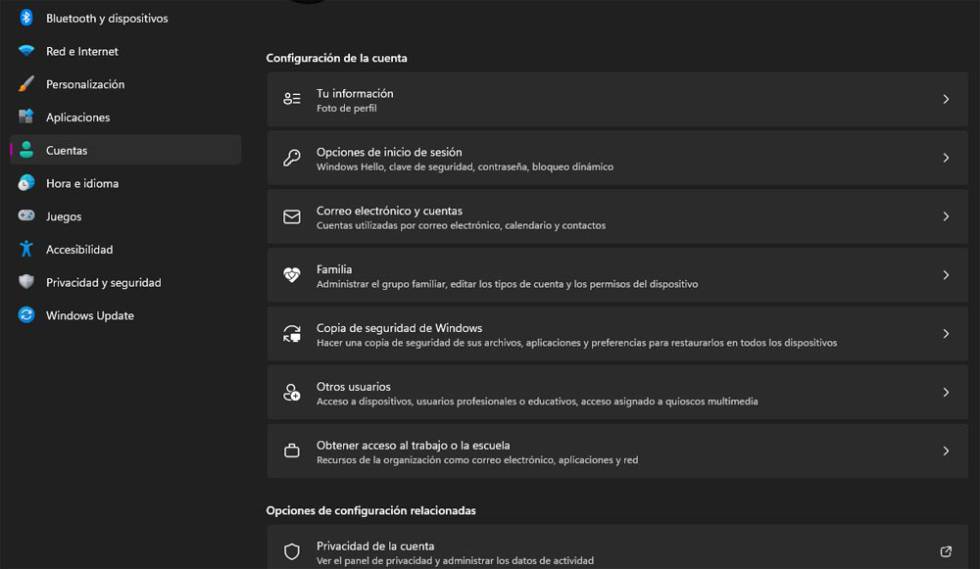Opciones de inicio de sesión en Windows 11