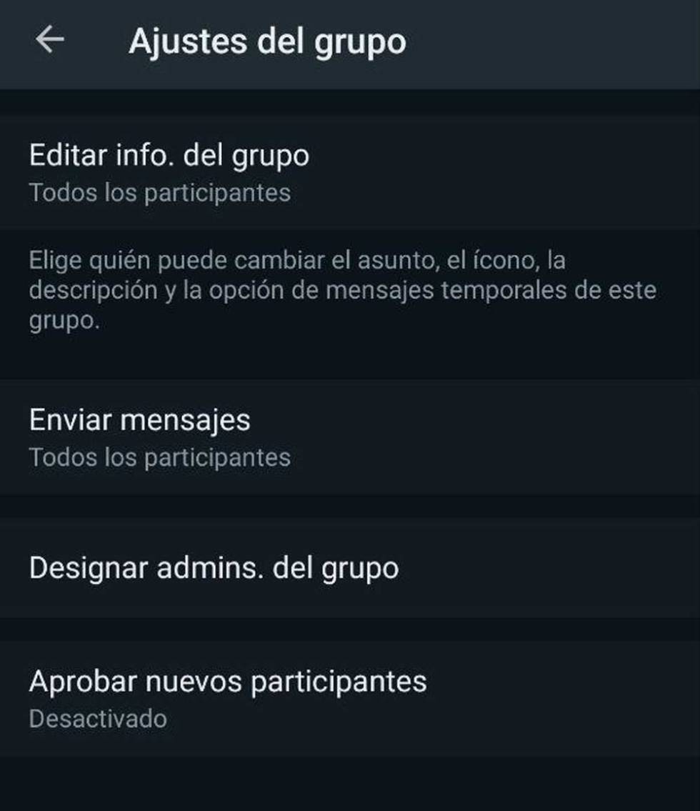 Nuevo Aprobar nuevos participantes en WhatsApp