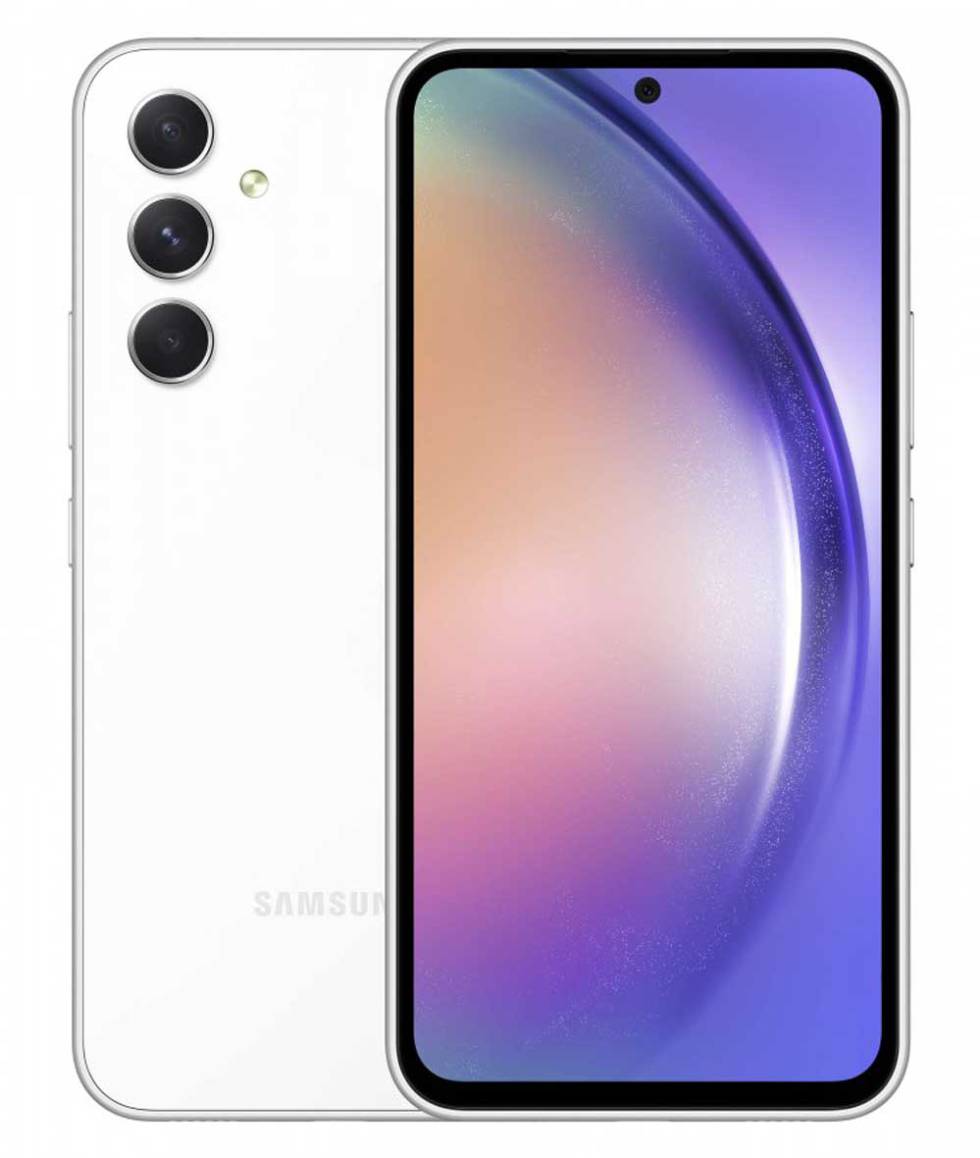 Samsung Galaxy A54 de color blanco
