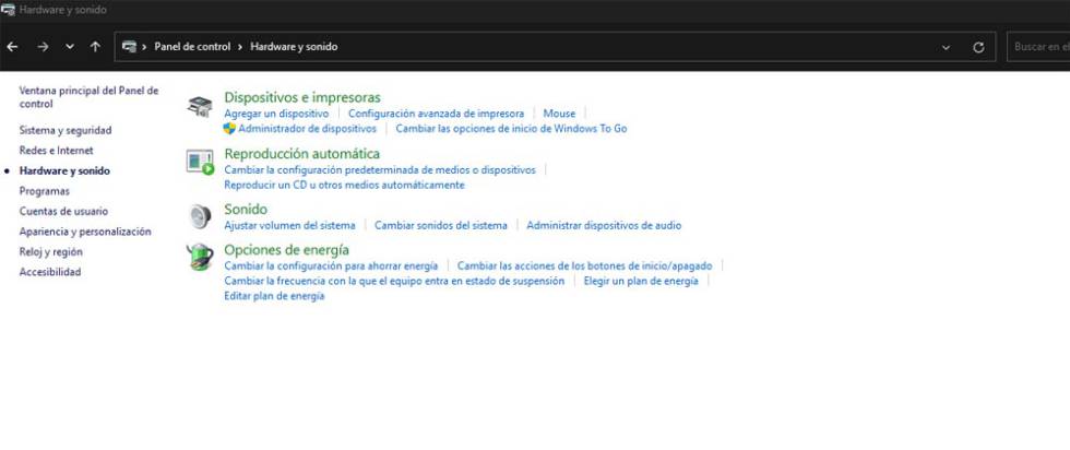 Opciones de energía en Windows 11