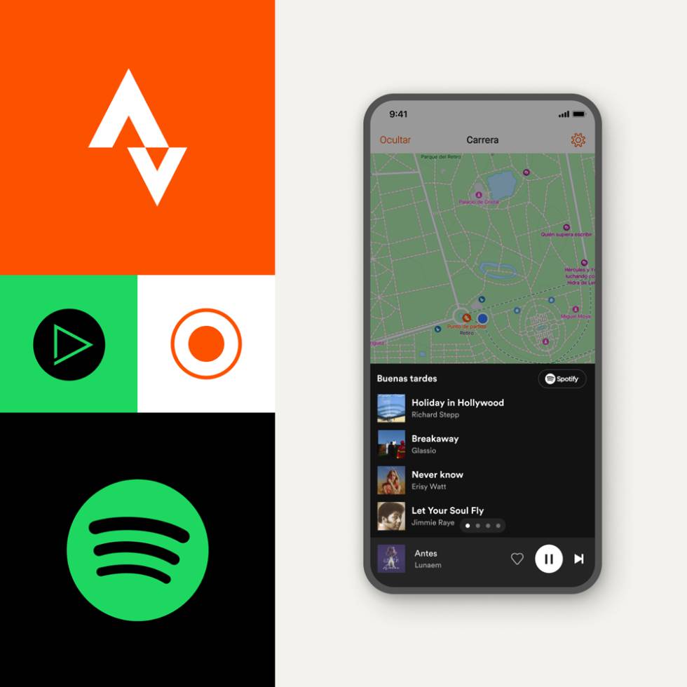 Logotipos de Strava y Spotify