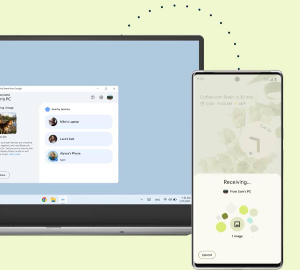 Uso de Nearby Share entre nu Android y Windows