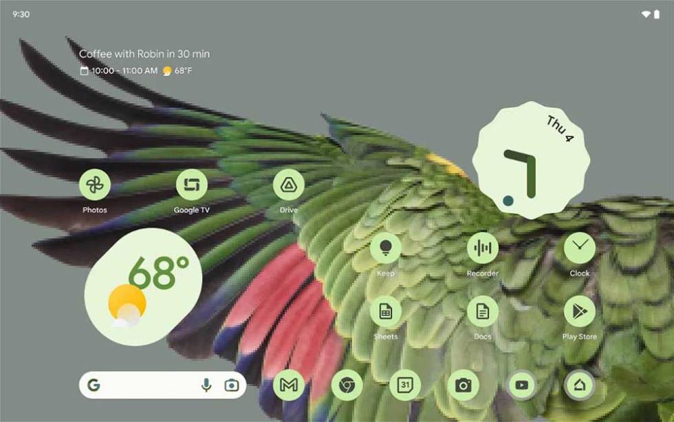 Interfaz del sisteme opeartivo del Pixel Tablet