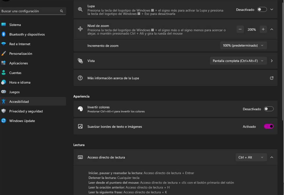Aplicación Lupa en Windows 11
