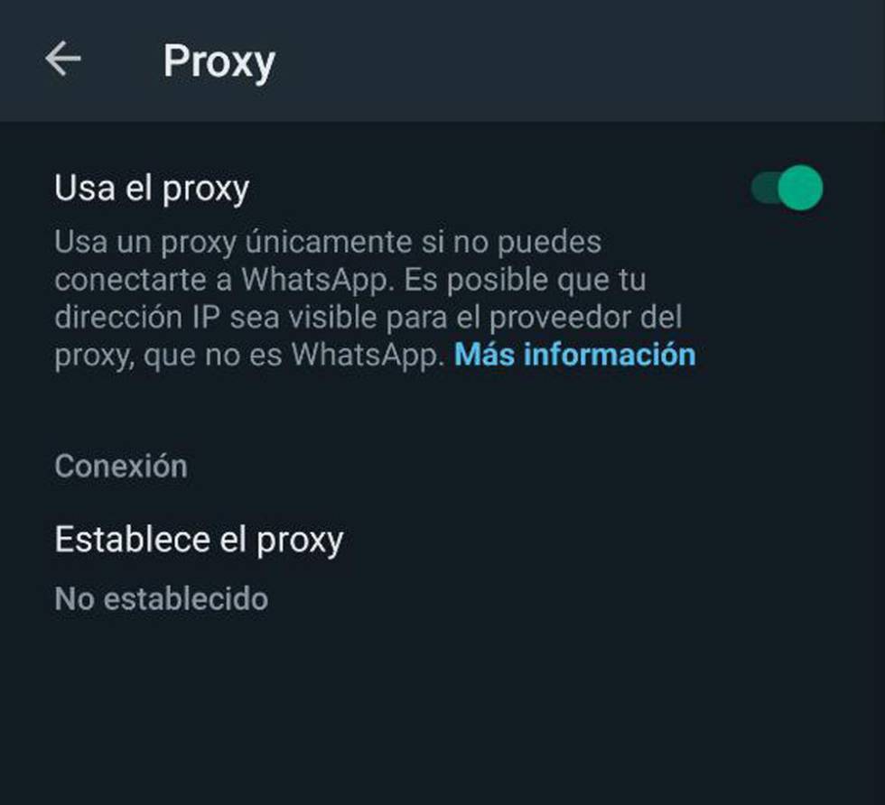 Función proxy en WhatsApp
