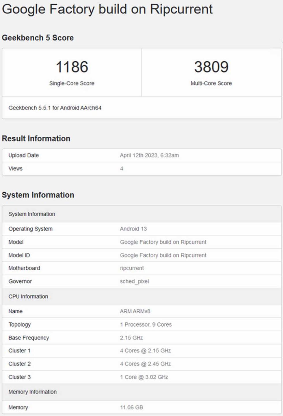 Prueba en Geekbench del Google Tensor 3