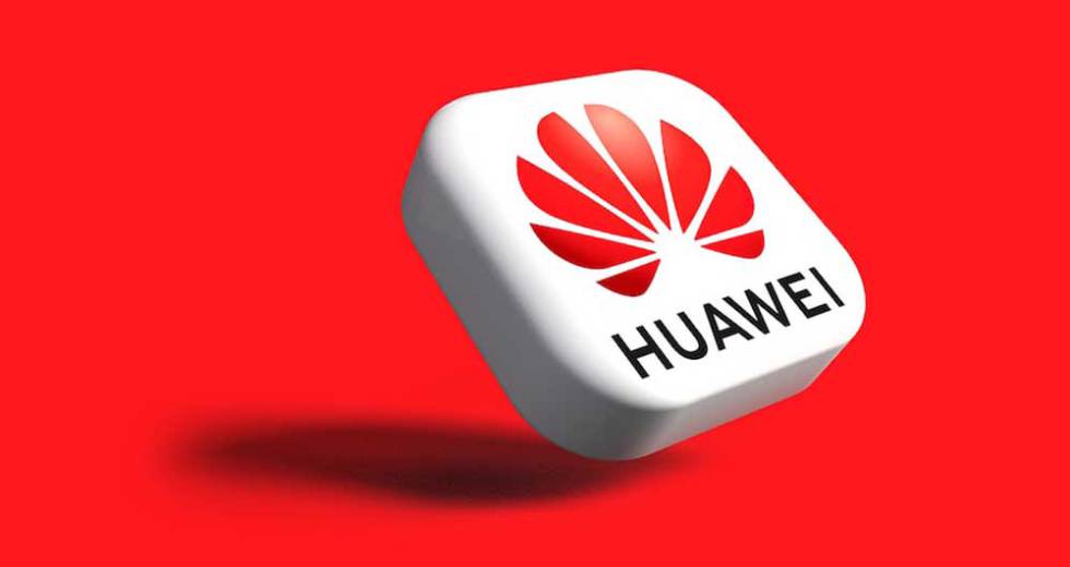 Logotipo de Huawei con fondo rojo
