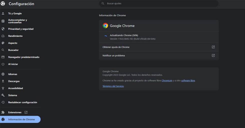 Actualizar Google Chrome
