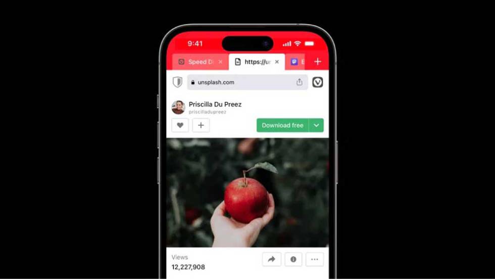 Vivaldi en un iPhone 15