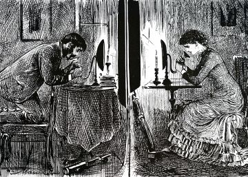 Así se imaginaba el caricaturista británico George du Maurier en 1880 cómo se podría usar el móvil para ligar. Angelito...