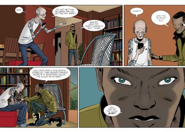 Viñetas del comic 'The private eye', escrito por Brian K. Vaughan y dibujado por Marcos Martín con la colorista Muntsa Vicente. La trama tiene lugar en 2076 tras la "explosión de la nube", un hecho que reveló los secretos de todo el mundo.