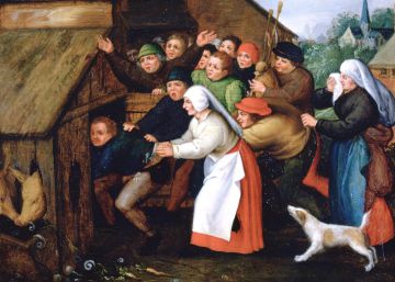 'El borracho empujado a la pocilga', de Pieter Brueghel el joven
