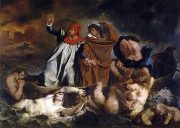 Virgilio guía a Dante por el infierno en 'La barca de Dante', de Eugene Delacroix (1822)