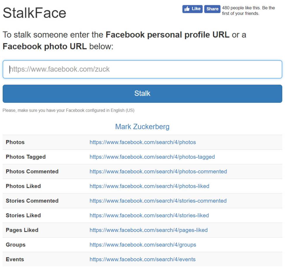 StalkFace Facebook