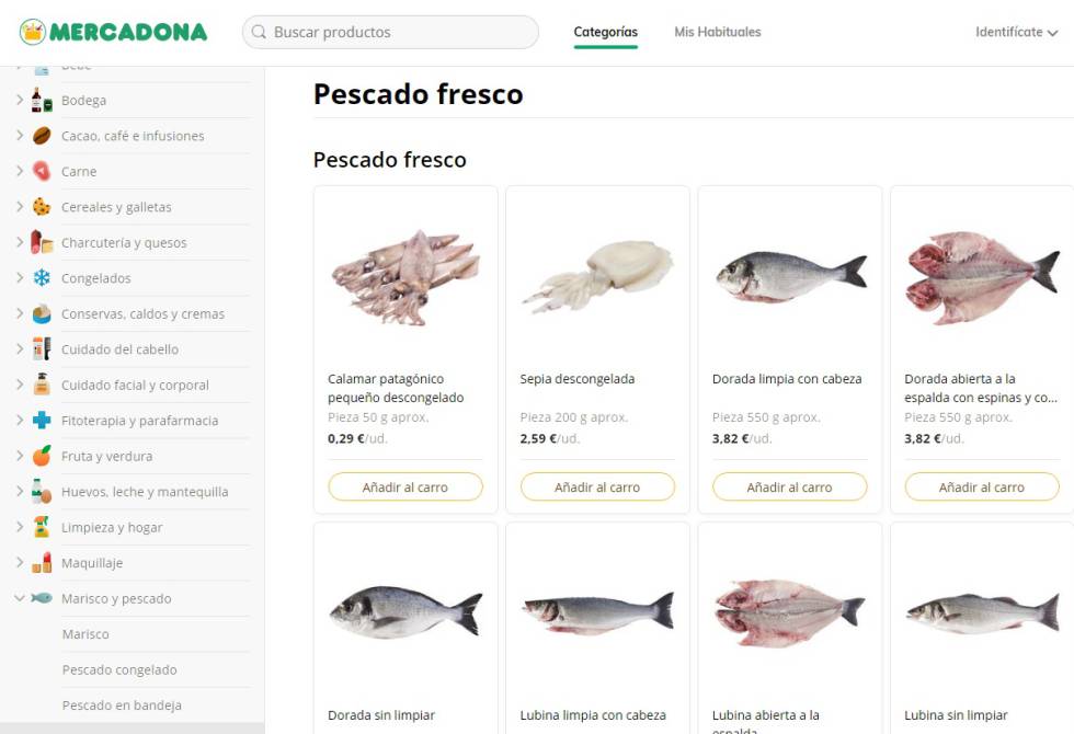 Aspecto de la nueva web de Mercadona