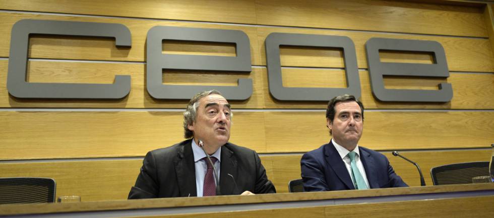  Los presidente de CEOE y Cepyme, Juan Rosell y Antonio Garamendi