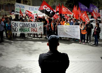 Trabajadores de Amazon se manifestan en Madrid el pasado mayo.
