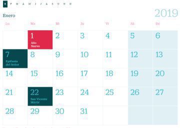 El calendario laboral de 2019 tendrá 14 festivos: ocho nacionales, cuatro autonómicos y dos locales