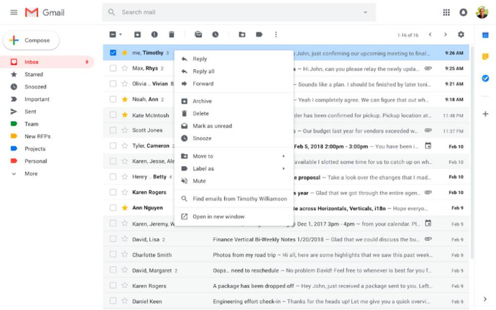 Gmail: lo que puedes hacer con su nuevo menú contextual | Lifestyle | Cinco Días
