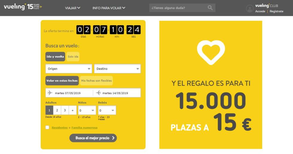 Vueling lanza 15.000 billetes a 15 euros Compañías | Cinco Días