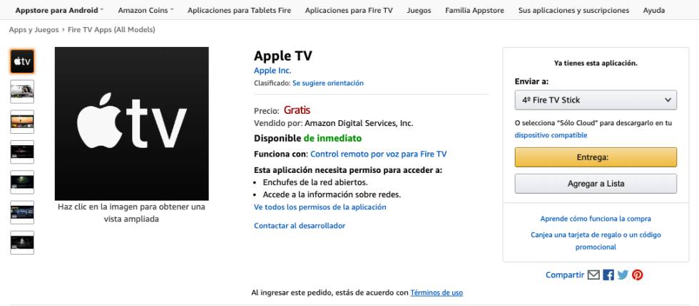 Afskrække tjenestemænd Elendig Cómo instalar paso a paso la 'app' de Apple TV en tu Fire TV Stick |  Lifestyle | Cinco Días