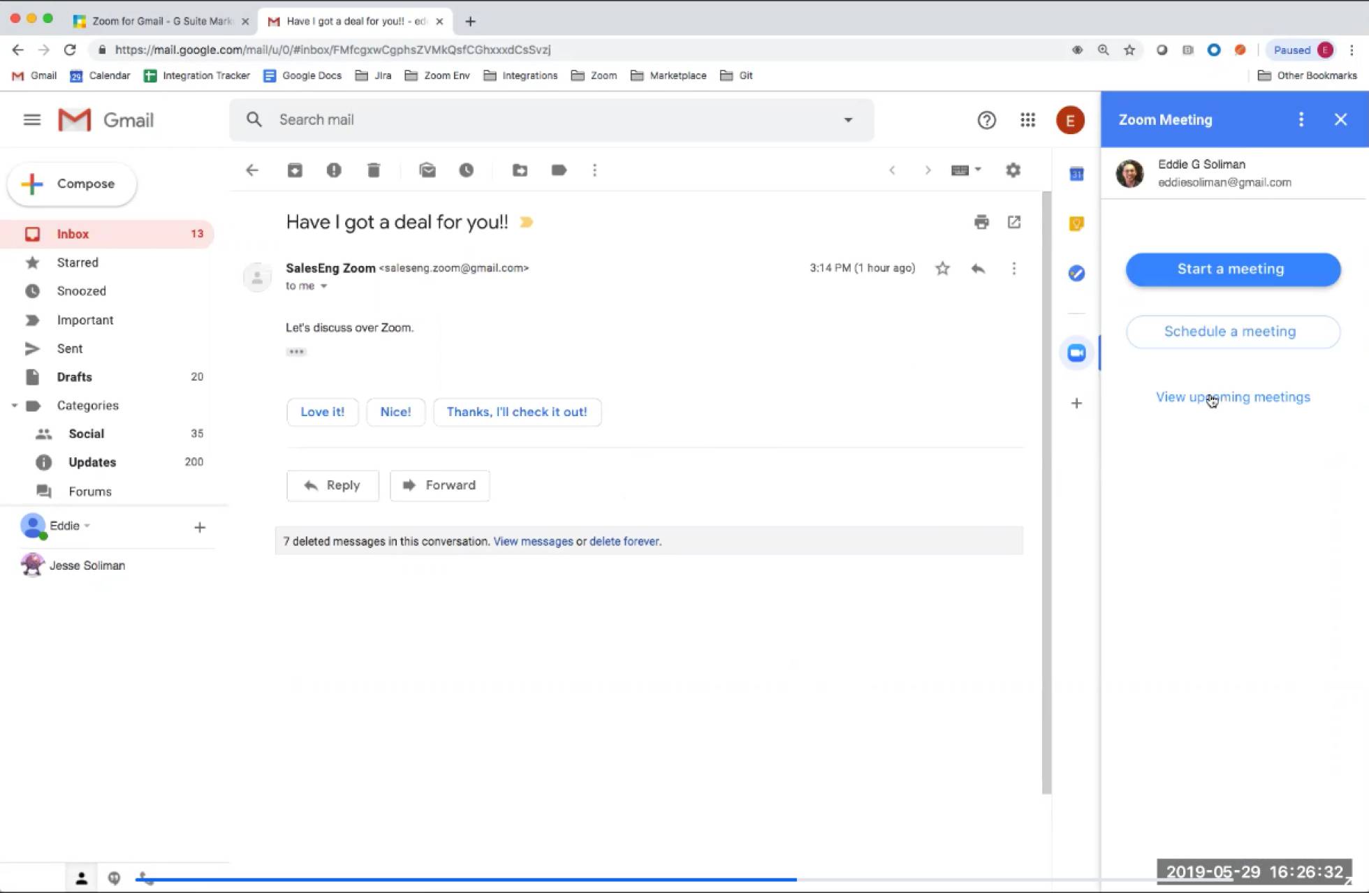 Cómo integrar Zoom en Gmail para iniciar rápidamente una