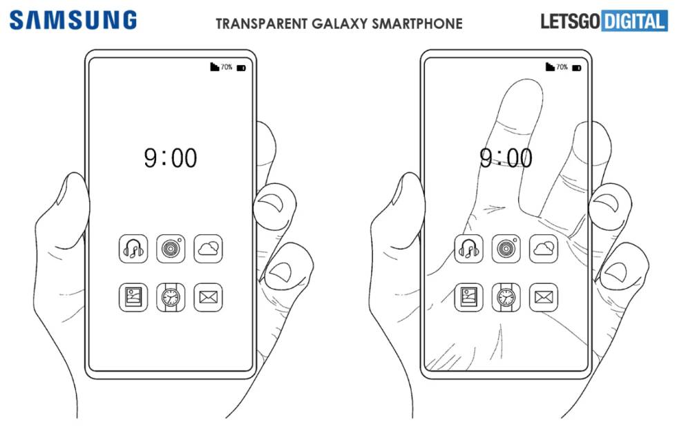 Samsung planea el desarrollo de un móvil con pantalla transparente | Smartphones 3 Patente de Samsung de un móvil con pantalla transparente.