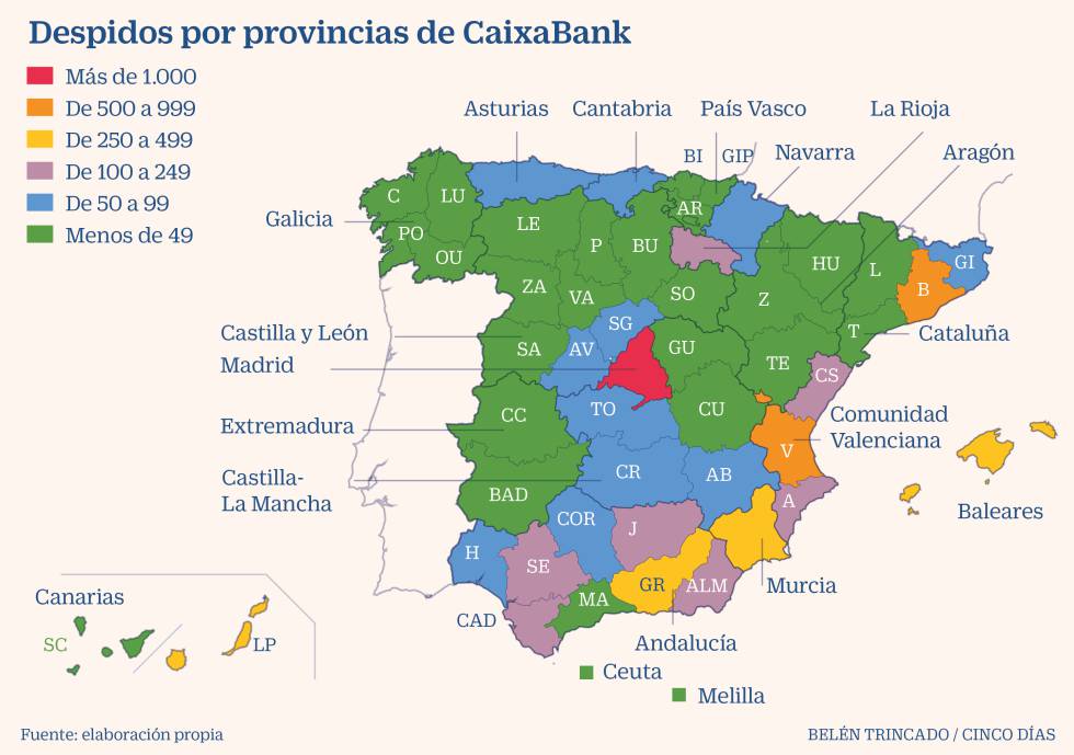ERE CaixaBank por provincias