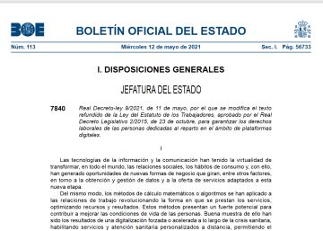El BOE publica la ley de riders: el 12 de agosto serán empleados a efectos legales