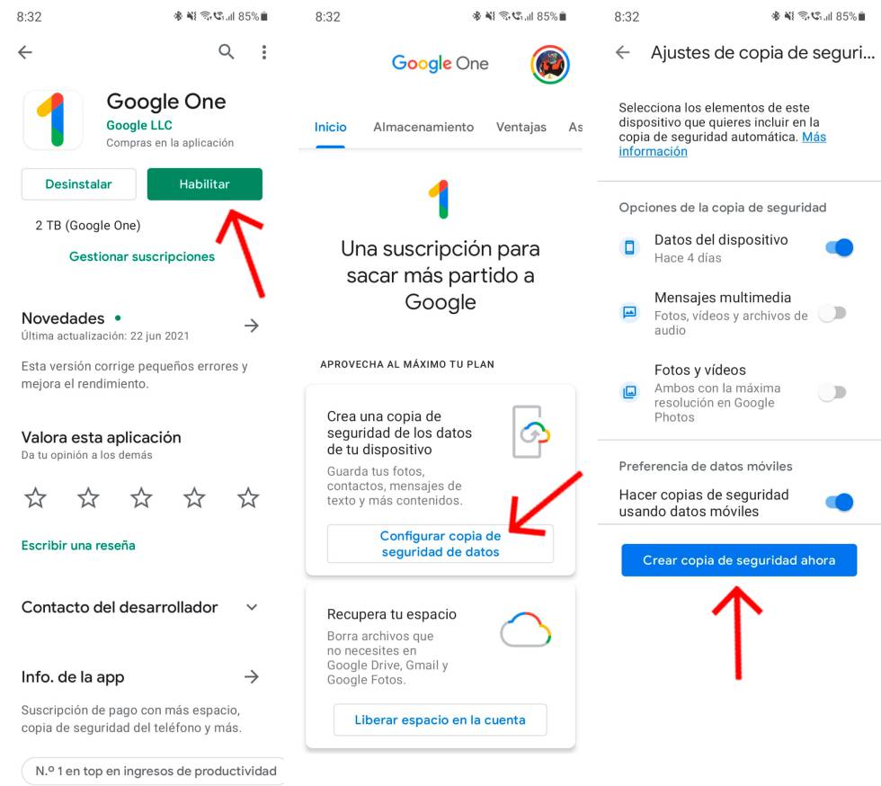 Puntuación Frenesí sacudir Google One ya te permite crear copias de seguridad de tu móvil Android en  la nube, ¿cómo? | Lifestyle | Cinco Días