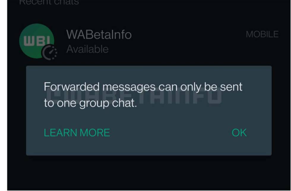 Reenvío de mensaje en WhatsApp