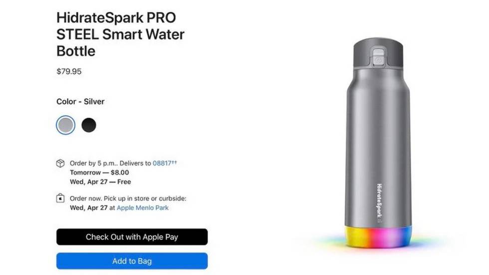 PRO STEEL de HidrateSpark - 0,9 l Botella de agua inteligente +