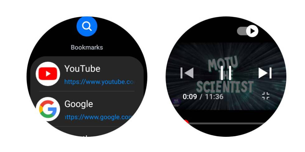 Using YouTube on a Wear OS smartwatch