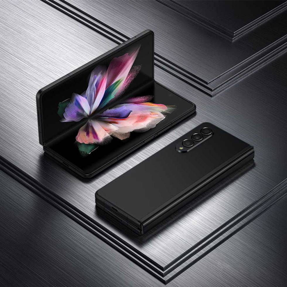 Samsung Galaxy Z Fold smartphone on and off