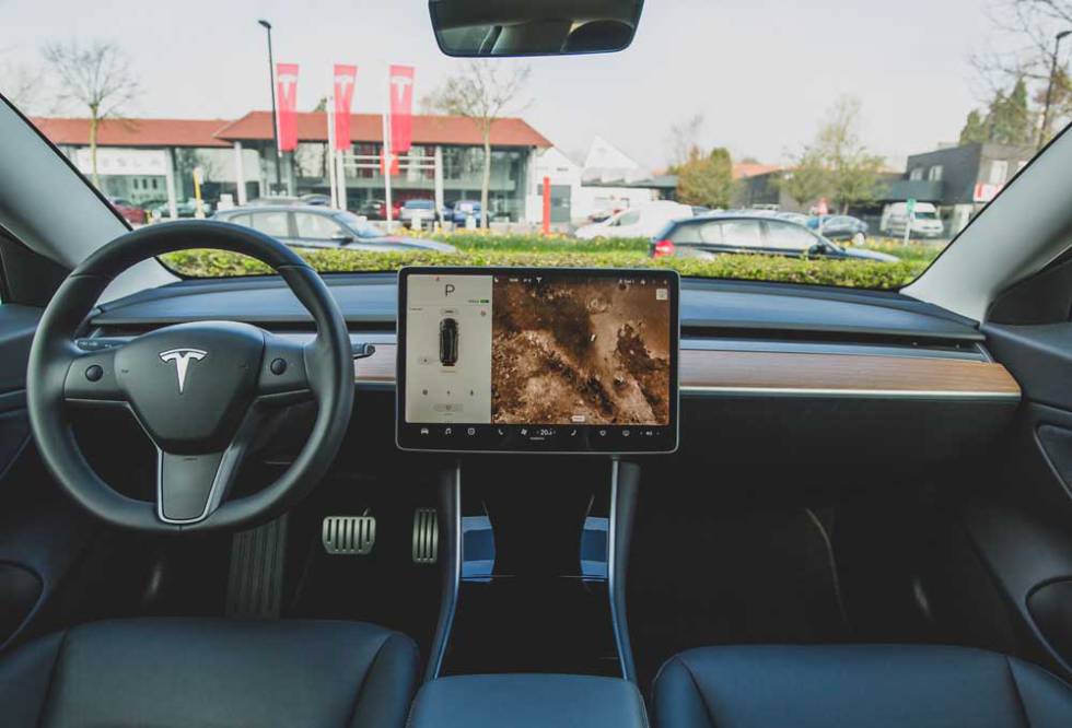 Tesla car interior screen