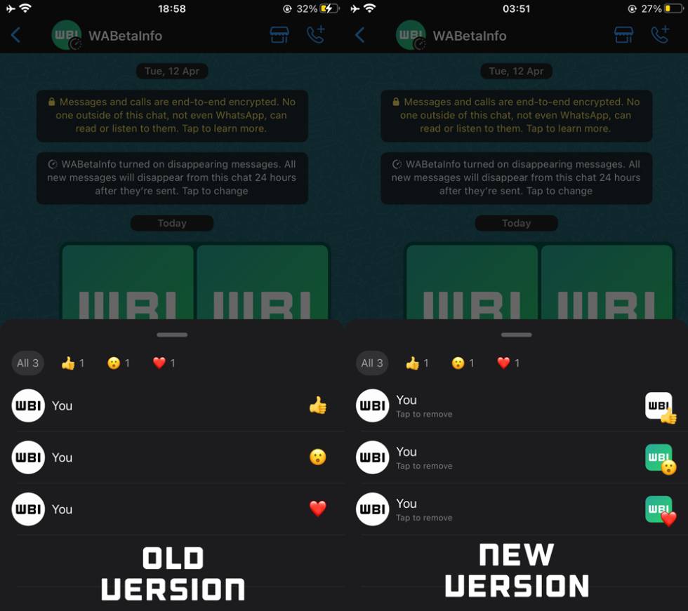 New reactions to WhatsApp images