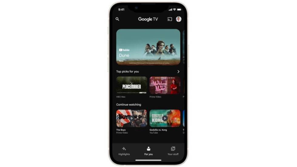 Google TV app interface