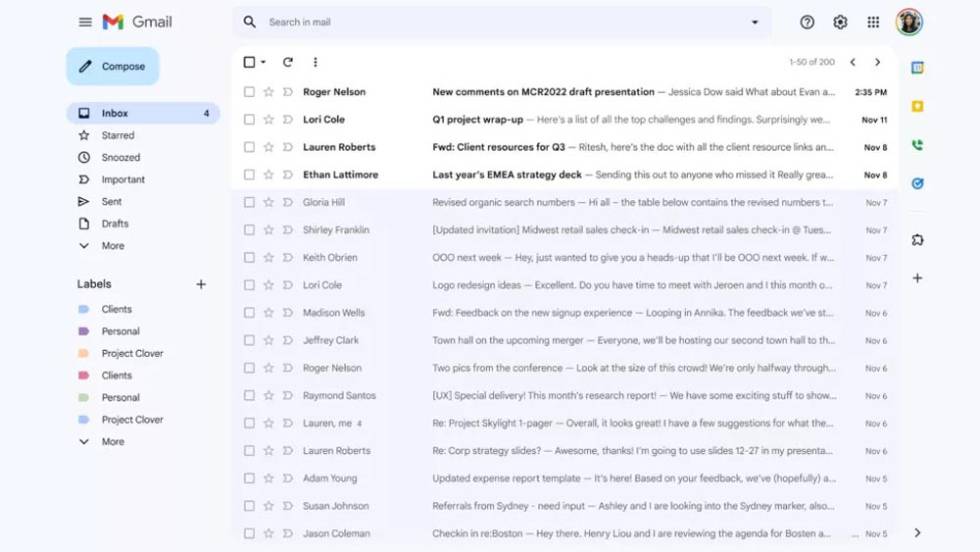 Improved Gmail interface