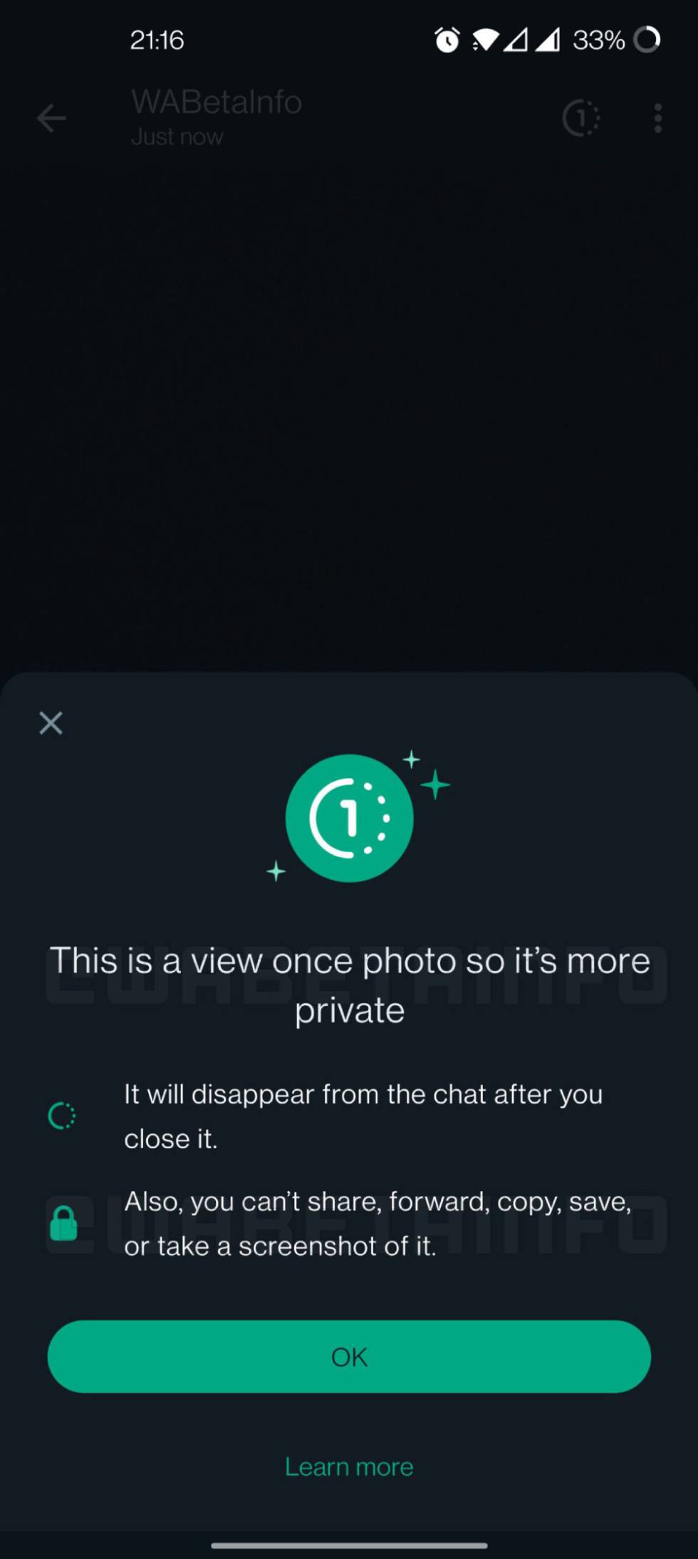 Blocking actions related to temporary content on WhatsApp