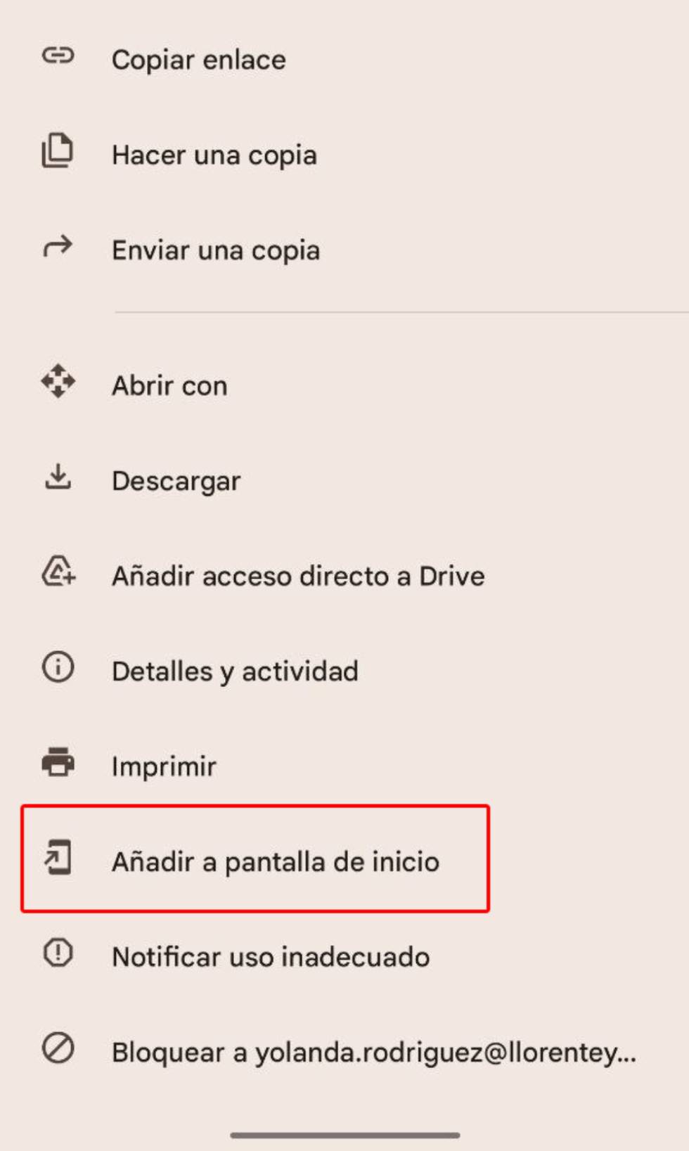 Add PDF shortcut on Android with Google Drive